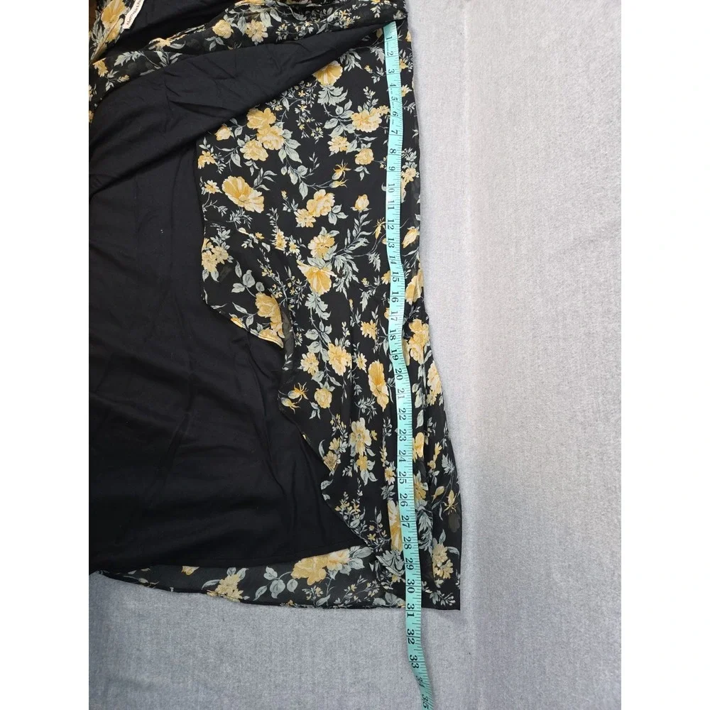 Abercrombie & Fitch M Black Floral High-Low Flare Maxi Dress Boho Whimsigoth Y2K